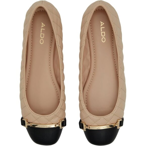 Aldo Womens Synthetic Closed Square Toe Low Wedge Heel Beige Leanne Ballet Flat - Picture 6 of 8